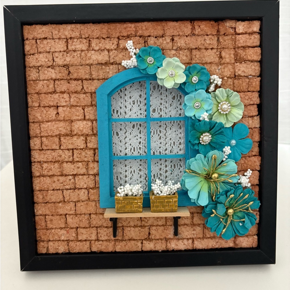 Decorative Wall Art with Blue and Green Floral Accents